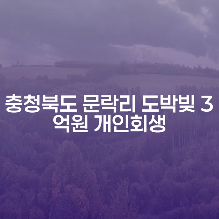충청북도 문락리에서 도박빚 3억원으로 개인회생을 고려해야 하는 이유는?
